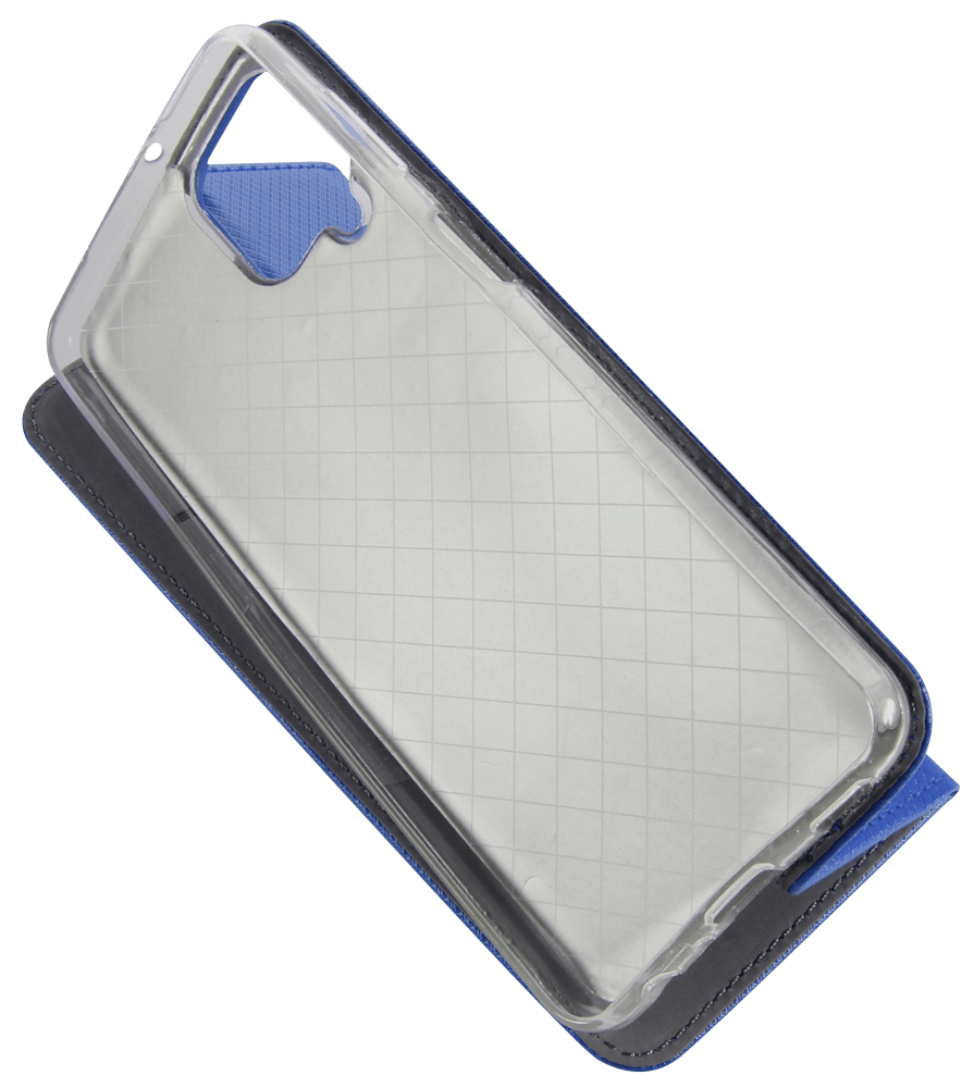 Samsung Galaxy M22 (SM-M225FV) oldalra nyíló flipes bőrtok rombusz mintás sötétkék