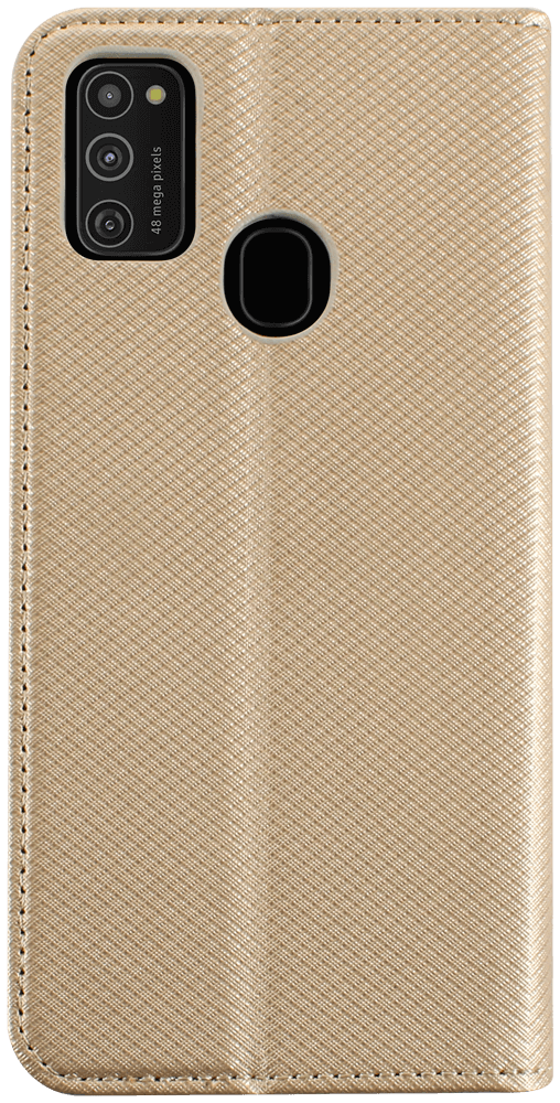 Samsung Galaxy M21 (SM-M215F) oldalra nyíló flipes bőrtok rombusz mintás arany