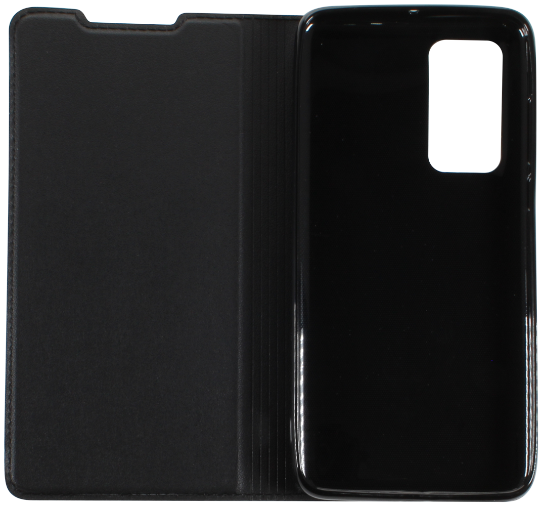 Huawei P40 oldalra nyíló flipes bőrtok elől-hátul mágneses fekete