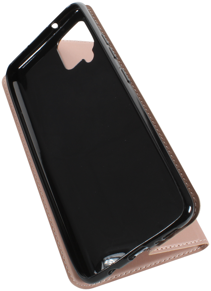 Samsung Galaxy A42 5G (SM-A426B) oldalra nyíló flipes bőrtok elől-hátul mágneses rozéarany