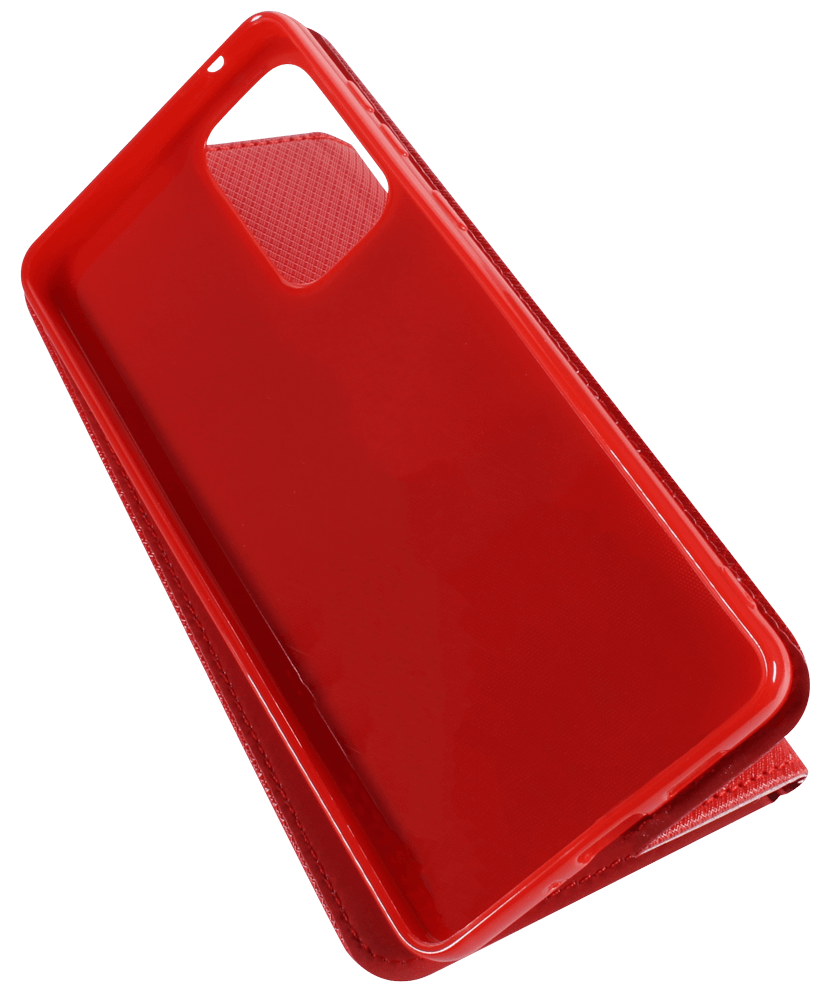Samsung Galaxy A73 5G (SM-A736B) oldalra nyíló flipes bőrtok rombusz mintás piros