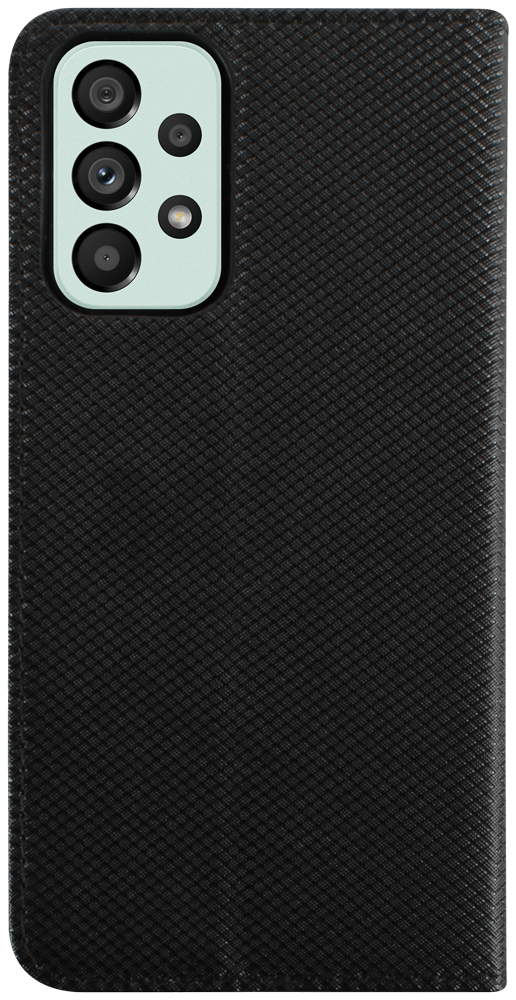 Samsung Galaxy A73 5G (SM-A736B) oldalra nyíló flipes bőrtok rombusz mintás fekete