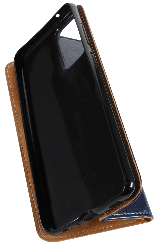 Samsung Galaxy A72 5G (SM-A726B) oldalra nyíló flipes bőrtok valódi bőr sötétkék