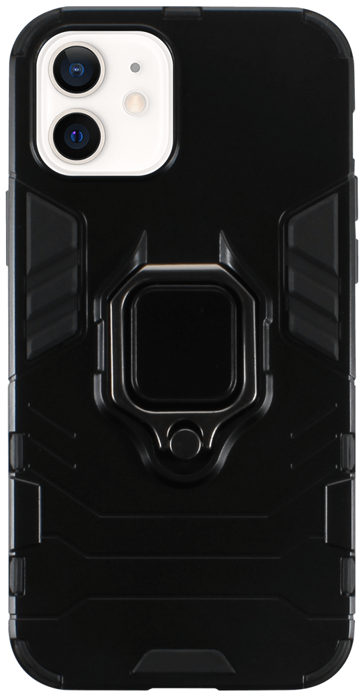 Apple iPhone 12 ütésálló tok légpárnás sarkas, hibrid Ring Armor fekete