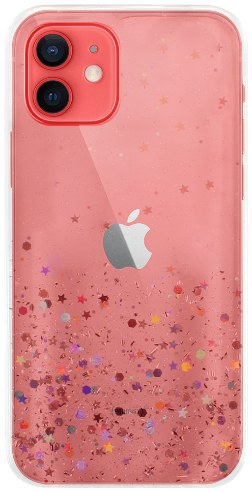 Apple iPhone 12 kemény hátlap szilikon kerettel flitteres átlátszó