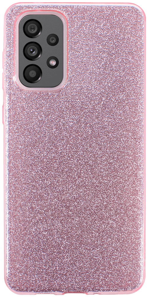 Samsung Galaxy A73 5G (SM-A736B) szilikon tok kivehető ezüst csillámporos réteg halvány rózsaszín
