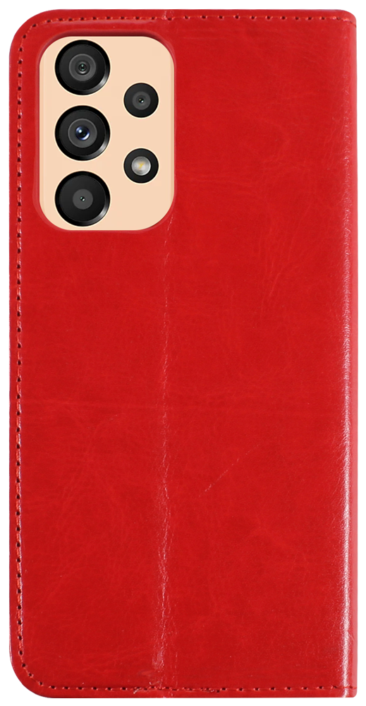 Samsung Galaxy A53 5G (SM-A5360) oldalra nyíló flipes bőrtok valódi bőr piros