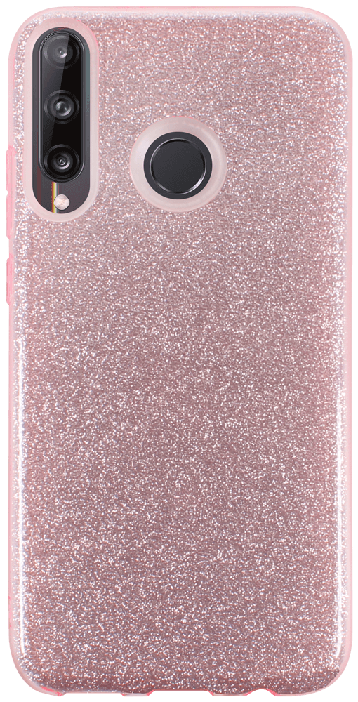 Huawei P40 Lite E szilikon tok kivehető ezüst csillámporos réteg halvány rózsaszín