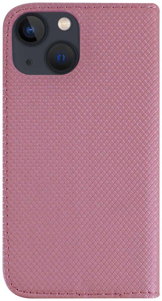 Apple iPhone 13 Mini oldalra nyíló flipes bőrtok rombusz mintás rozéarany