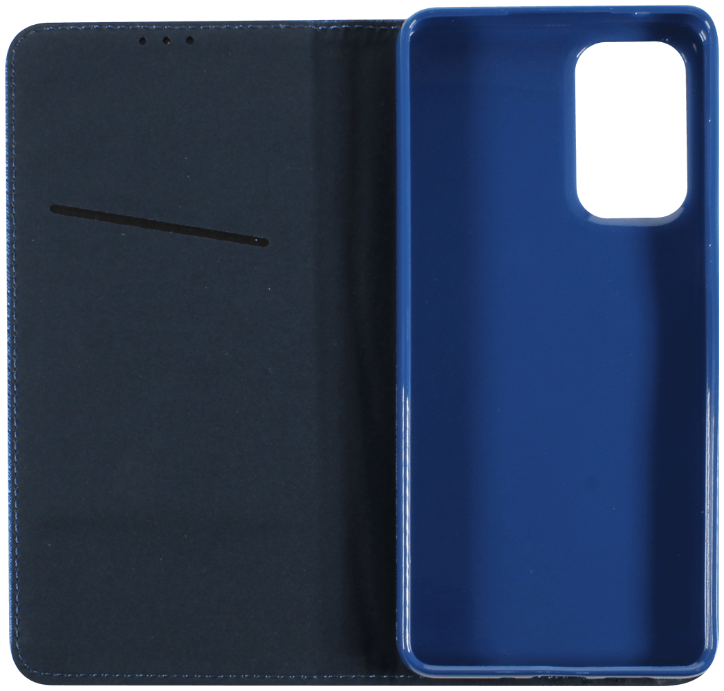 Samsung Galaxy A73 5G (SM-A736B) oldalra nyíló flipes bőrtok rombusz mintás sötétkék