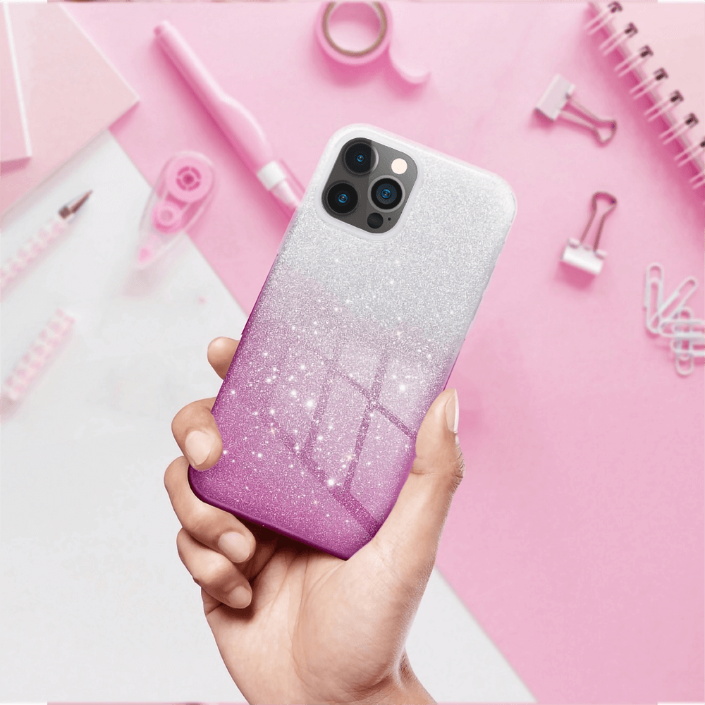 Xiaomi Mi 10T Lite 5G szilikon tok csillogó hátlap rózsaszín/ezüst