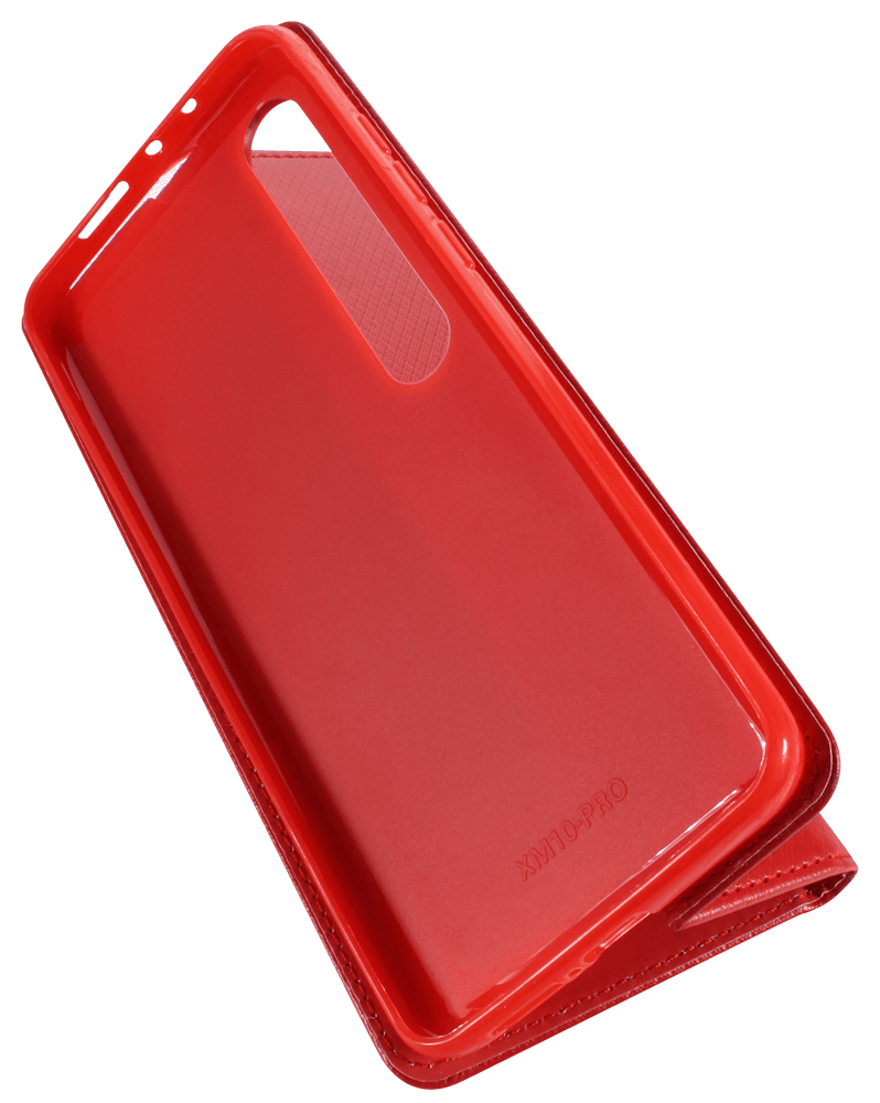 Xiaomi Mi 10 5G oldalra nyíló flipes bőrtok rombusz mintás piros