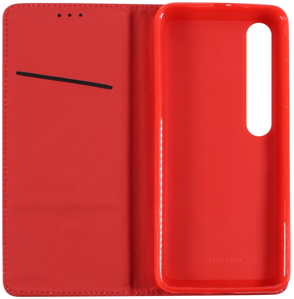 Xiaomi Mi 10 5G oldalra nyíló flipes bőrtok rombusz mintás piros