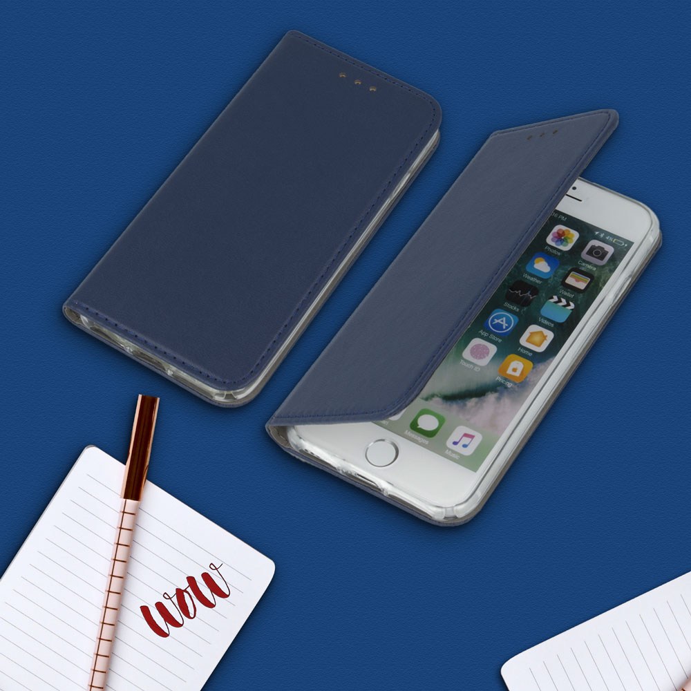 Samsung Galaxy S22 Plus 5G (SM-S906B) oldalra nyíló flipes bőrtok asztali tartó funkciós sötétkék