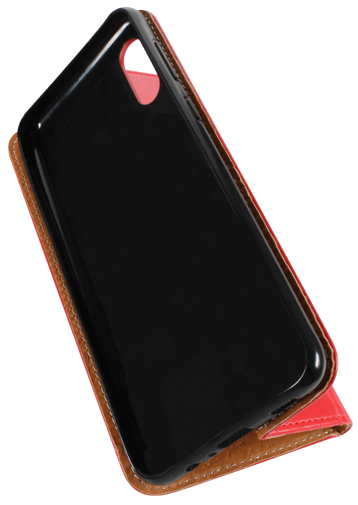 Samsung Galaxy M02 (SM-M022F) oldalra nyíló flipes bőrtok valódi bőr piros