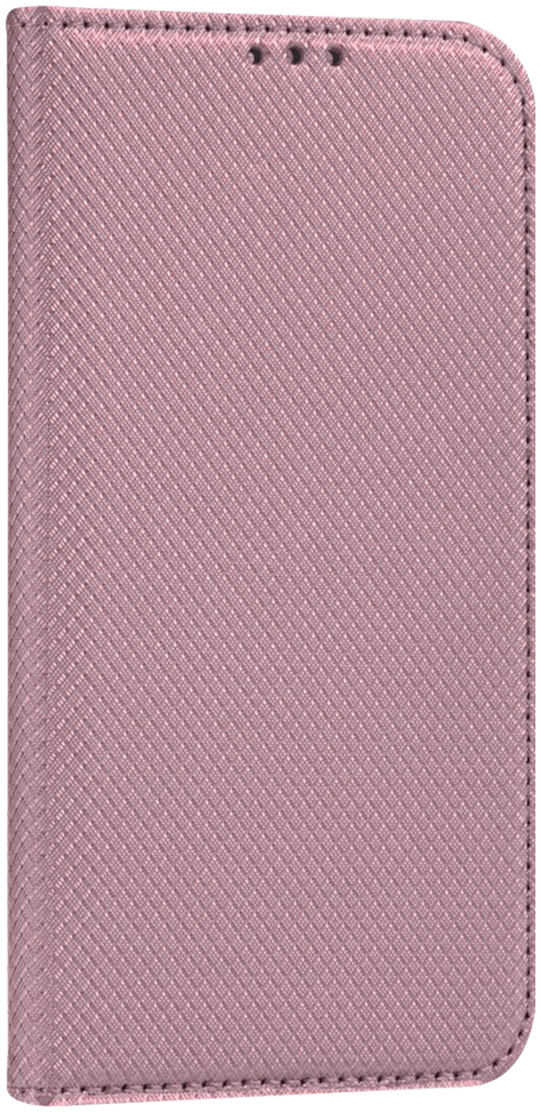 Apple iPhone 12 oldalra nyíló flipes bőrtok rombusz mintás rozéarany