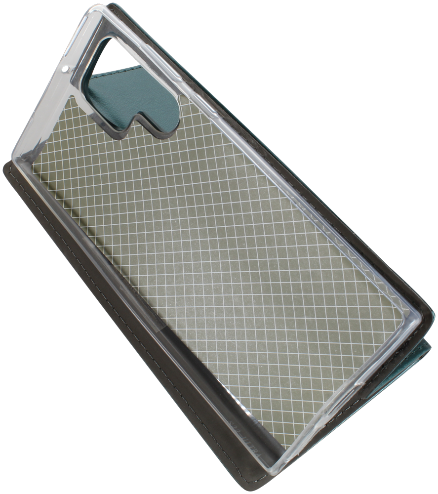 Samsung Galaxy S22 Ultra 5G (SM-S908B) oldalra nyíló flipes bőrtok asztali tartó funkciós sötétzöld