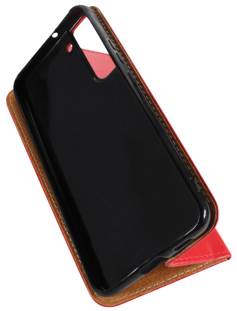 Samsung Galaxy S22 Plus 5G (SM-S906B) oldalra nyíló flipes bőrtok valódi bőr piros