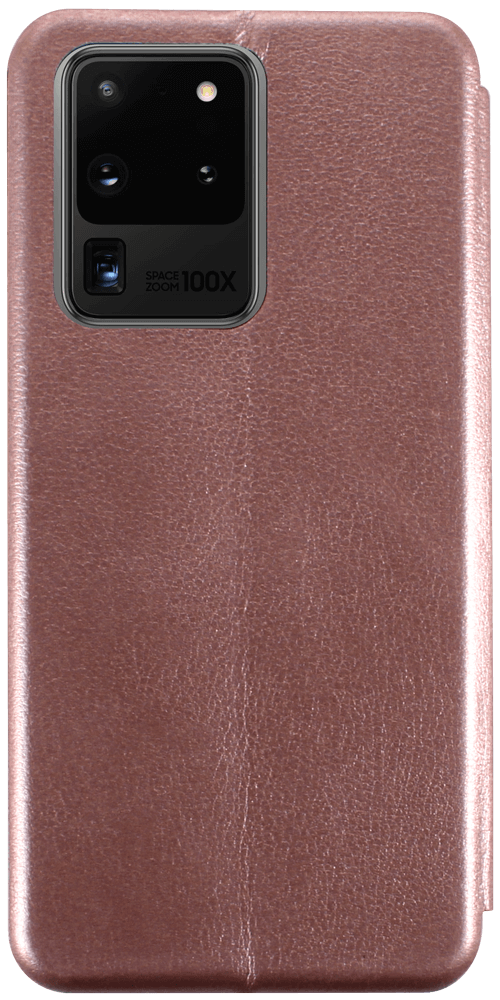 Samsung Galaxy S20 Ultra 5G (SM-G988B) oldalra nyíló mágneses flipes bőrtok prémium minőség rozéarany