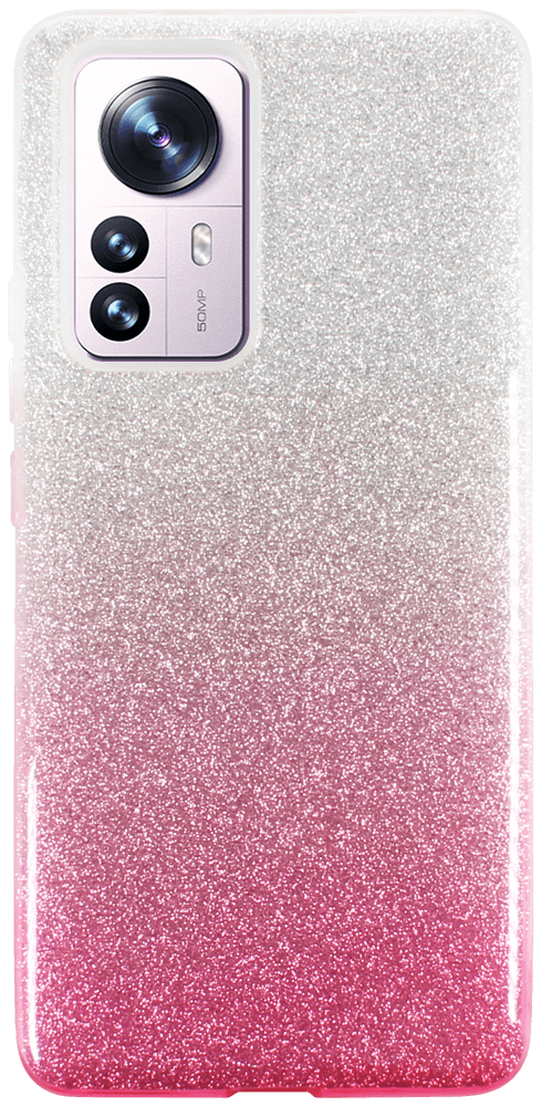 Xiaomi 12 Pro szilikon tok csillogó hátlap rózsaszín/ezüst