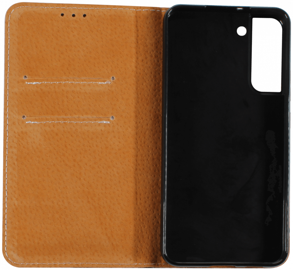 Samsung Galaxy S22 Plus 5G (SM-S906B) oldalra nyíló flipes bőrtok valódi bőr sötétkék