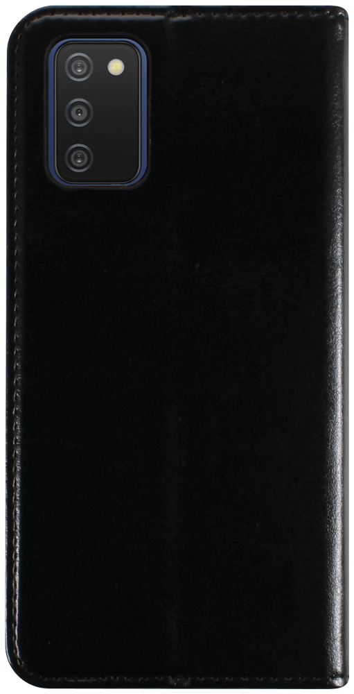 Samsung Galaxy A03s (SM-A037F) oldalra nyíló flipes bőrtok valódi bőr fekete