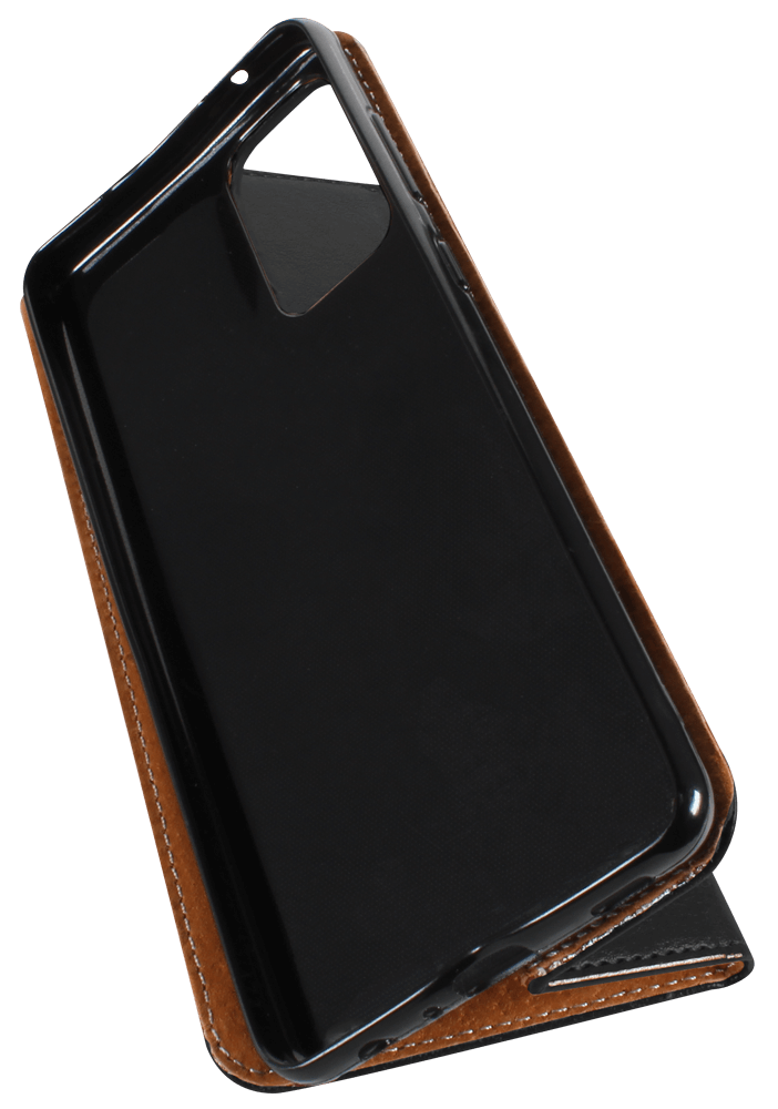 Samsung Galaxy A72 5G (SM-A726B) oldalra nyíló flipes bőrtok valódi bőr fekete