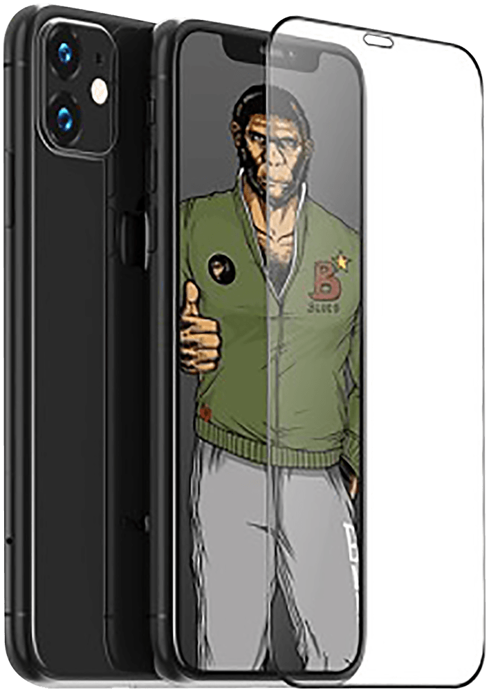 Samsung Galaxy A03s (SM-A037F) edzett üvegfólia Mr Monkey átlátszó fekete