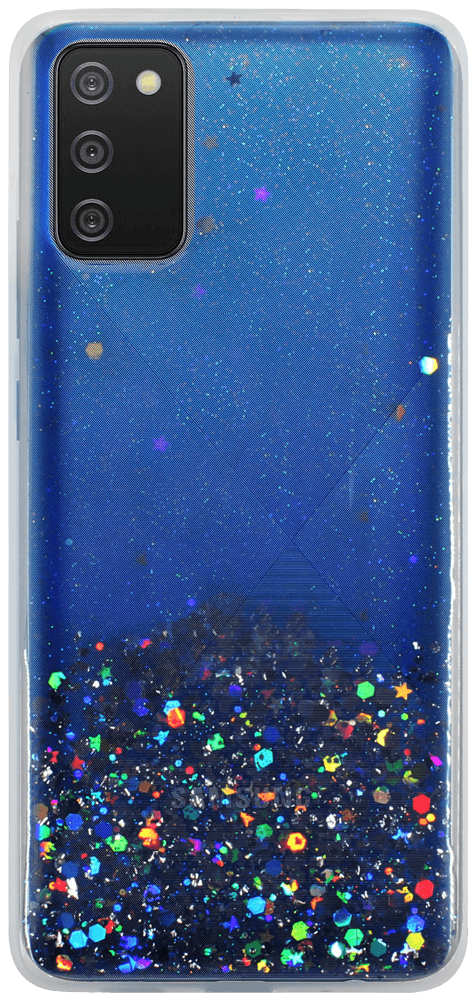 Samsung Galaxy S20 Plus 5G (SM-G986F) kemény hátlap szilikon kerettel flitteres átlátszó kék