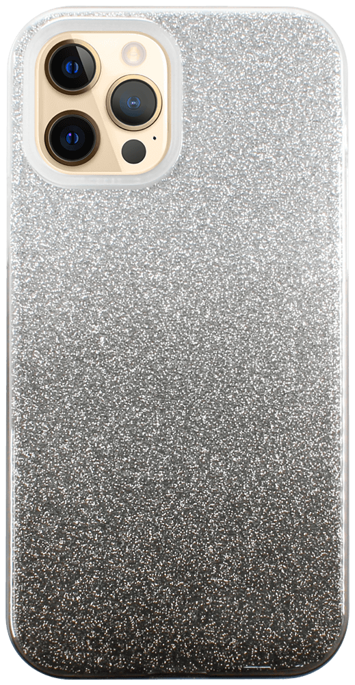 Apple iPhone 12 Pro szilikon tok csillogó hátlap fekete/ezüst