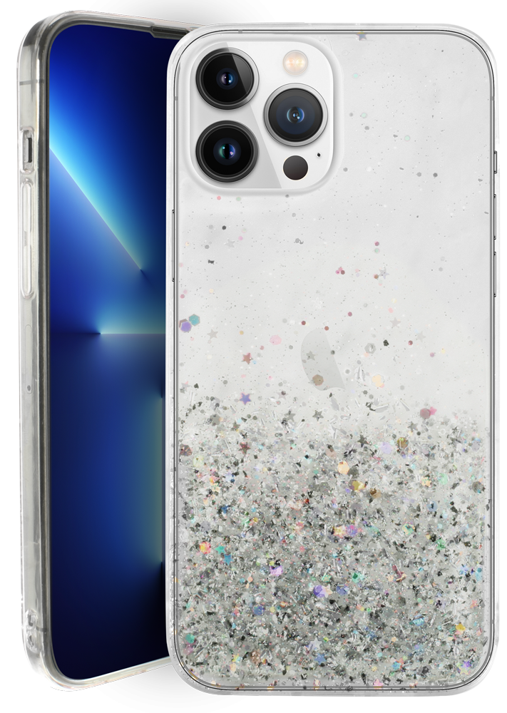 Samsung Galaxy A73 5G (SM-A736B) kemény hátlap szilikon kerettel flitteres kameravédővel átlátszó