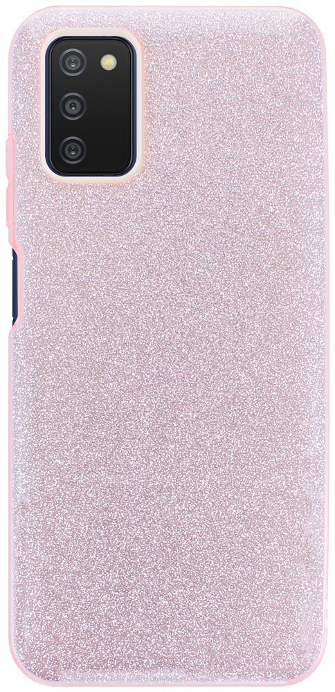 Samsung Galaxy A03s (SM-A037F) szilikon tok kivehető ezüst csillámporos réteg halvány rózsaszín