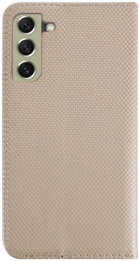 Samsung Galaxy S21 FE oldalra nyíló flipes bőrtok rombusz mintás arany