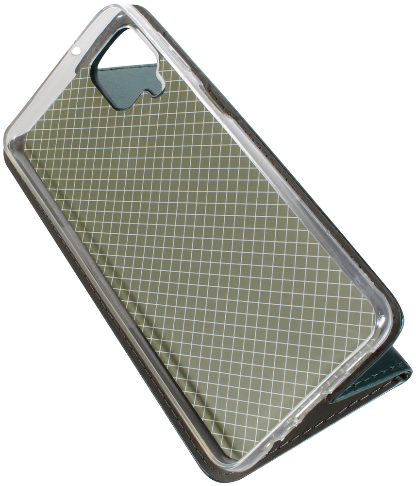 Samsung Galaxy A12 (SM-A125F) oldalra nyíló flipes bőrtok asztali tartó funkciós sötétzöld