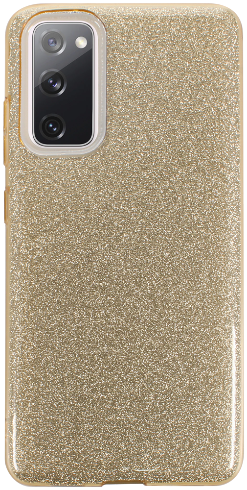 Samsung Galaxy S20 FE szilikon tok kivehető ezüst csillámporos réteg halvány sárga