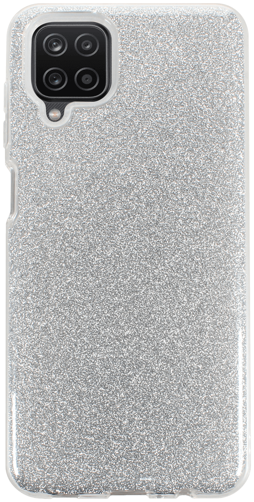Samsung Galaxy A12 (SM-A125F) szilikon tok kivehető ezüst csillámporos réteg átlátszó