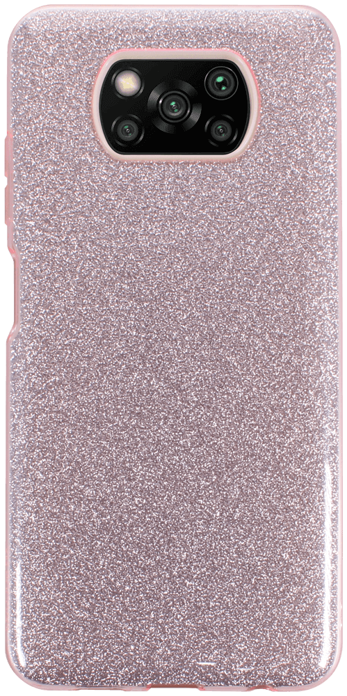 Xiaomi Poco X3 Pro szilikon tok kivehető ezüst csillámporos réteg halvány rózsaszín