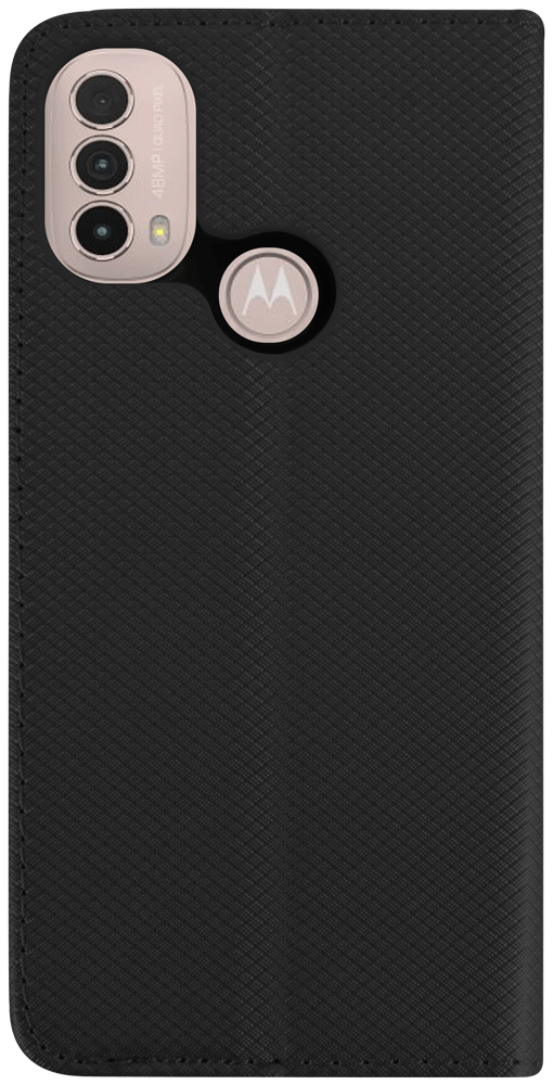 Motorola Moto E30 oldalra nyíló flipes bőrtok rombusz mintás fekete