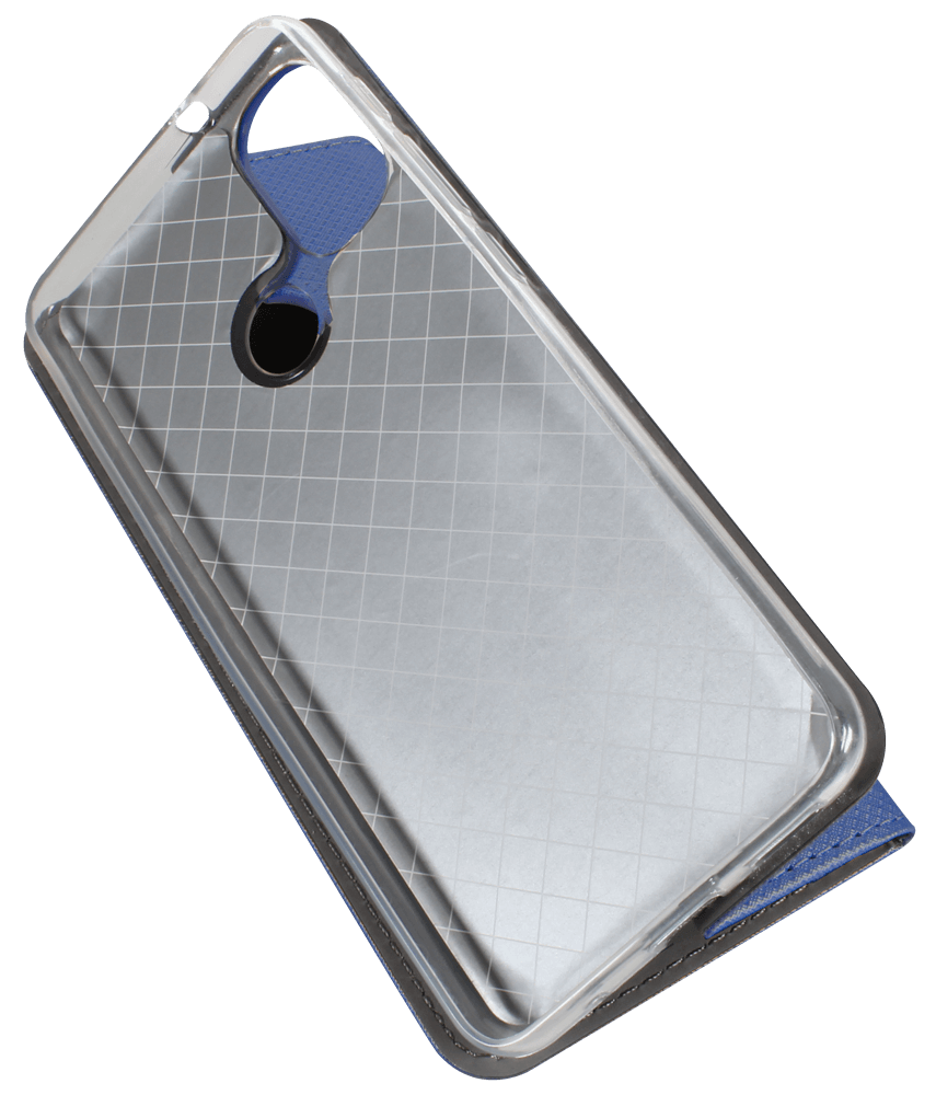 Motorola Moto E30 oldalra nyíló flipes bőrtok rombusz mintás sötétkék