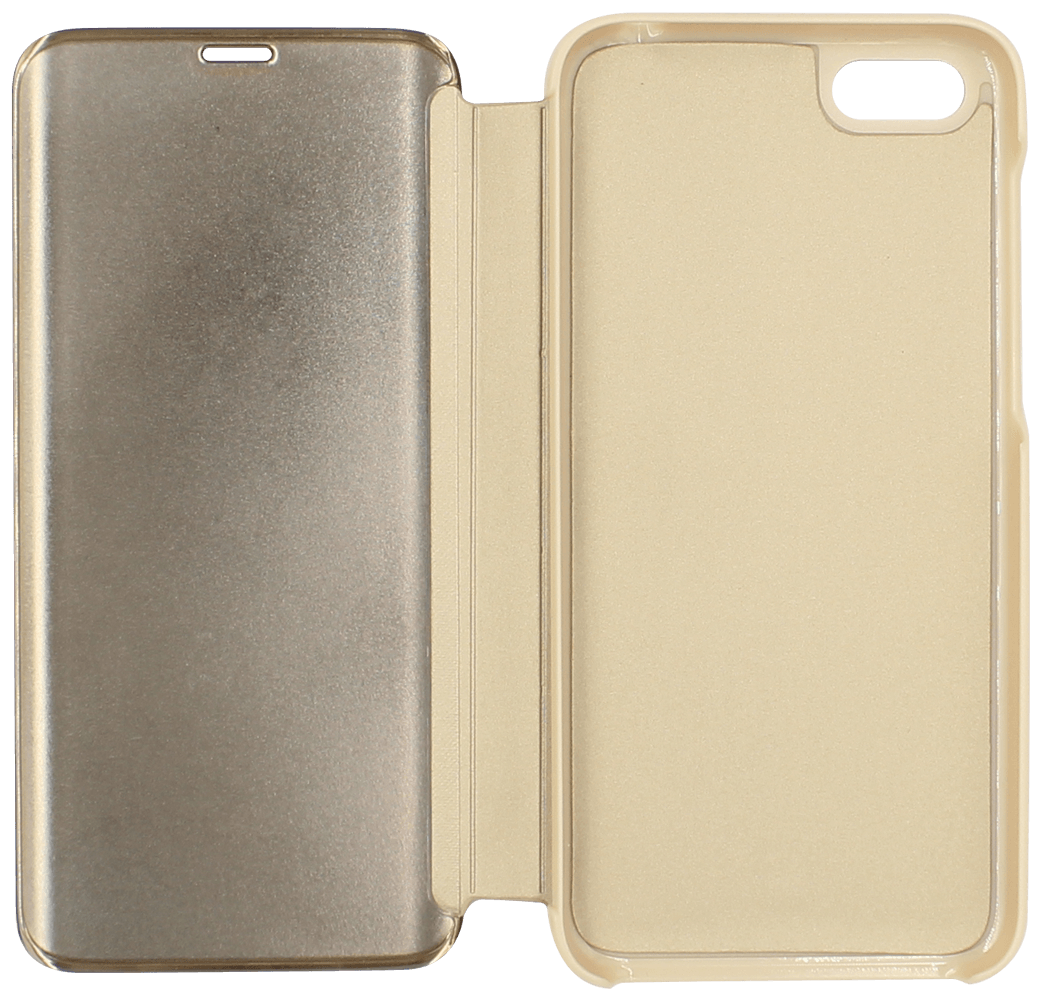 Huawei Y5 Lite 2018 oldalra nyíló flipes bőrtok Smart Clear View arany