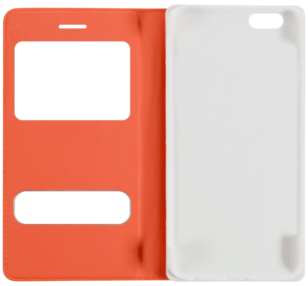 Apple iPhone 6 oldalra nyíló flipes bőrtok S-View Cover narancssárga