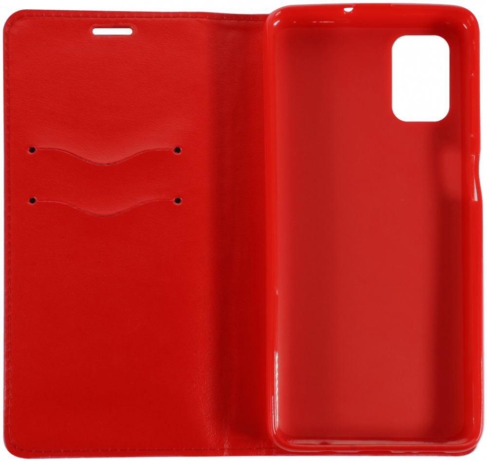 Samsung Galaxy M51 (SM-M515F) oldalra nyíló flipes bőrtok asztali tartó funkciós piros