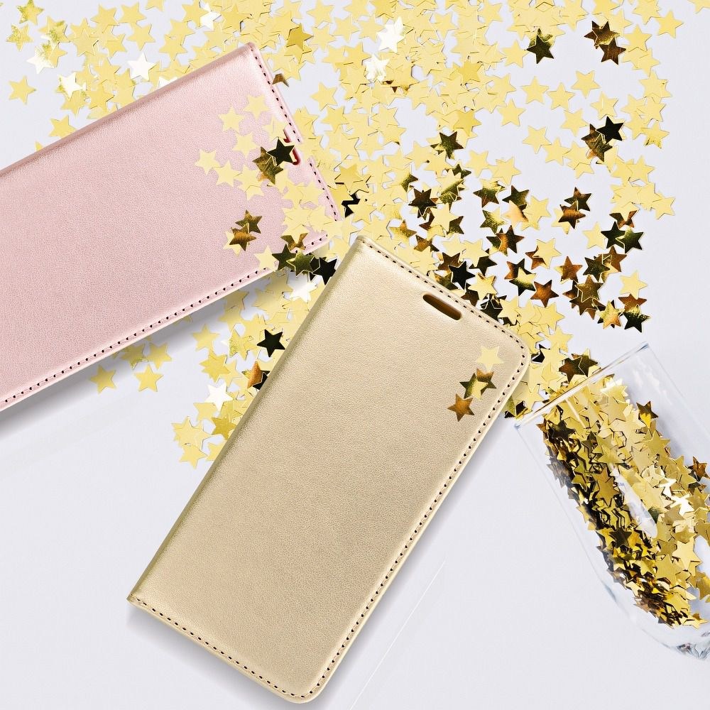 Samsung Galaxy A42 5G (SM-A426B) oldalra nyíló flipes bőrtok asztali tartó funkciós rozéarany