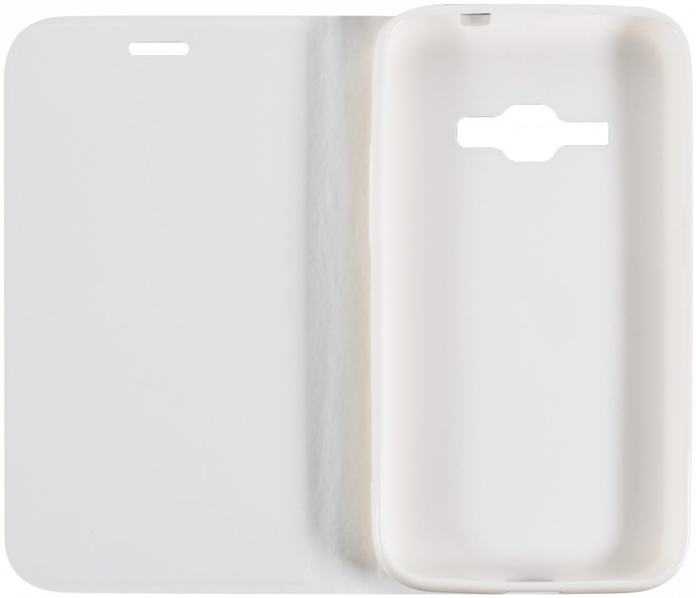 Samsung Galaxy J1 2016 (J120) oldalra nyíló flipes bőrtok asztali tartó funkciós fehér