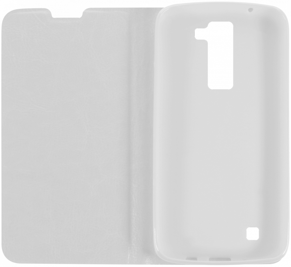 LG K8 (K350n) oldalra nyíló flipes bőrtok asztali tartó funkciós fehér