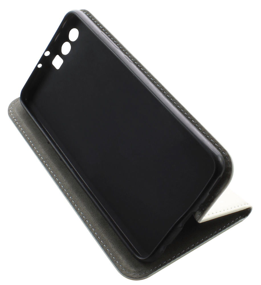 Huawei P10 Plus oldalra nyíló flipes bőrtok asztali tartó funkciós fehér