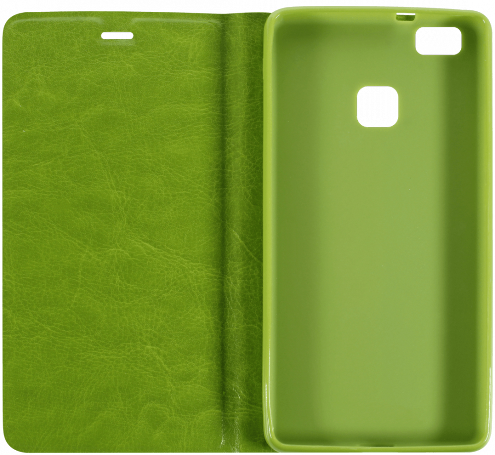 Huawei P9 Lite oldalra nyíló flipes bőrtok asztali tartó funkciós zöld
