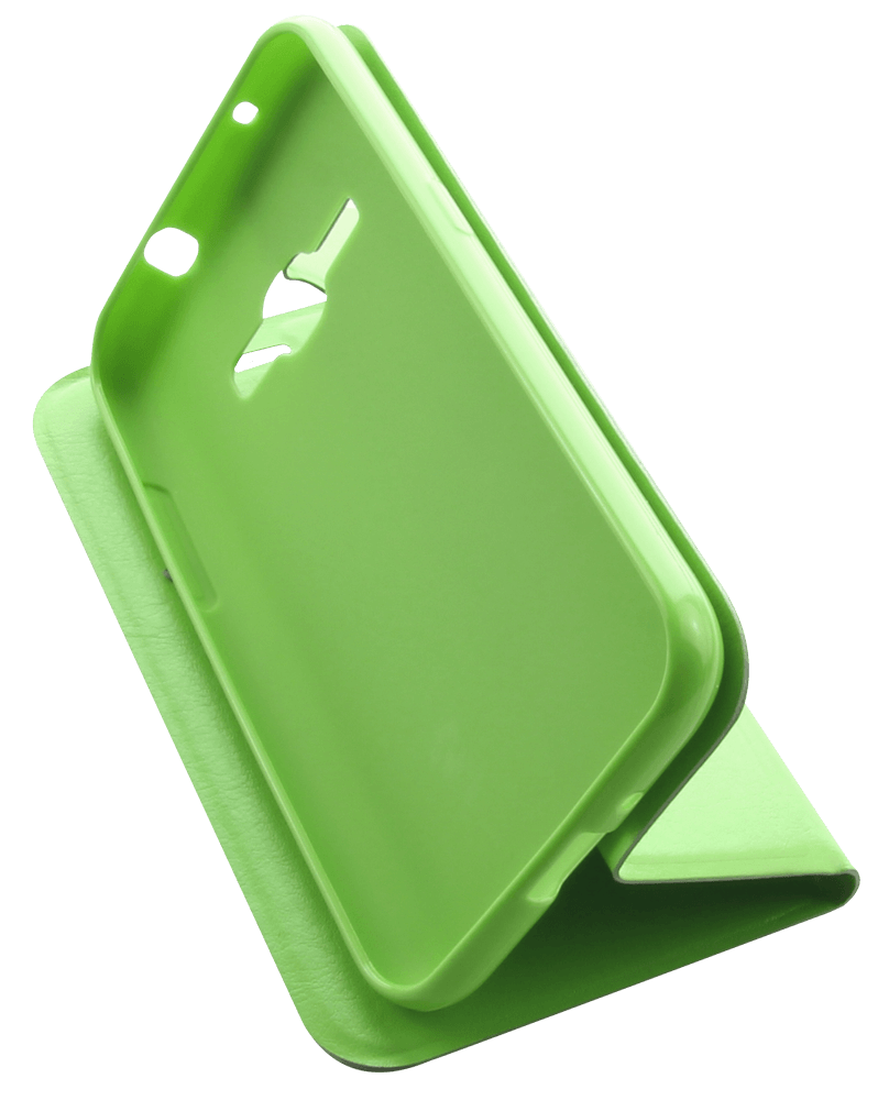 Samsung Galaxy J1 2016 (J120) oldalra nyíló flipes bőrtok asztali tartó funkciós zöld