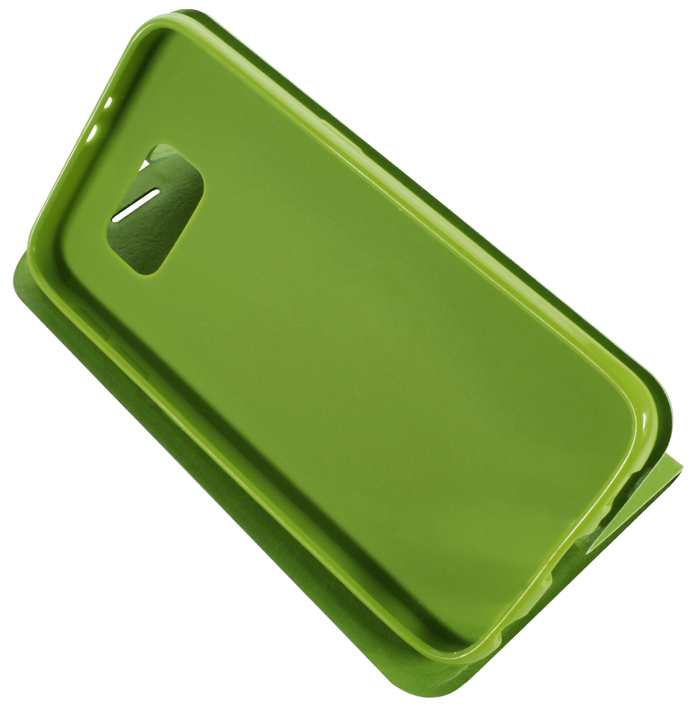 Samsung Galaxy S6 (G920) oldalra nyíló flipes bőrtok asztali tartó funkciós zöld