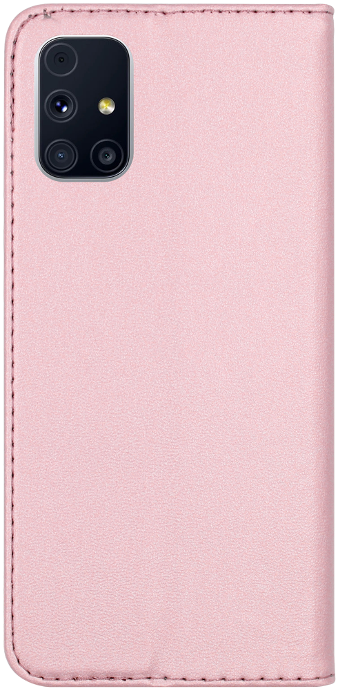 Samsung Galaxy M31s (SM-M317F) oldalra nyíló flipes bőrtok asztali tartó funkciós rozéarany